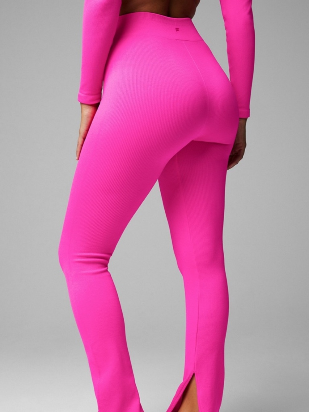 Fabletics Hot Pink Ribbed Split-Hem Leggings - Picture 2 of 6